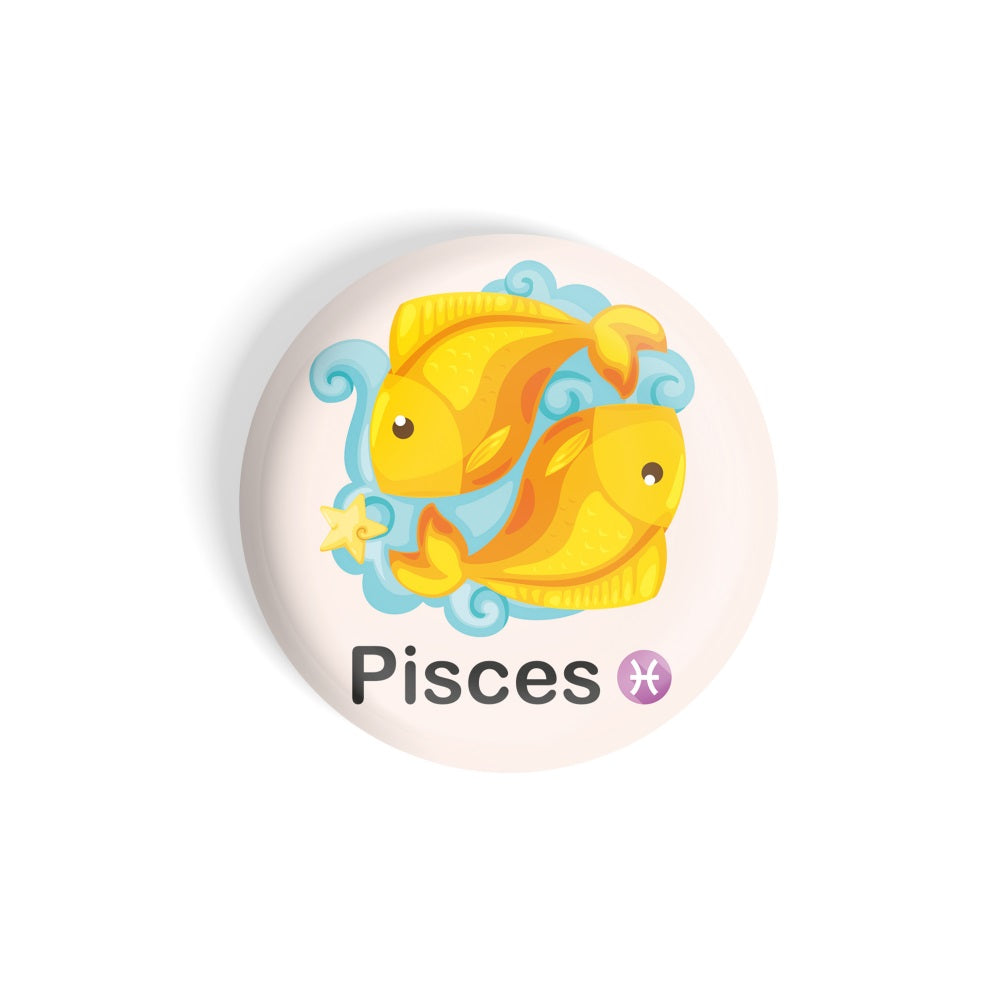 dhcrafts Round Fridge Magnet Pink Color Cute Zodiac Sign Pieces D3 Glossy Finish Design Pack of 1 (58 mm)